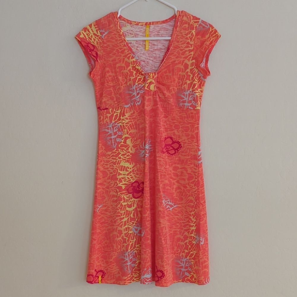 Lole 100% Organic Cotton Short Sleeve Shirt Dress Starira Vibrant Orange - XS